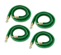 Terciopelo Puntal Cuerda Paquete de 4 Cuerda de Terciopelo para Alfombras,Cuerda de Control de Multitudes con Ganchos Dorados,Cuerda de Barrera para Cines,Fiestas,Hoteles(Size:6ft/185cm,Color:Verde)