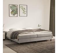 Terciopelo suave muelles ensacados sommier tapizado gris 203x200x25 cm | Cama box spring 200x200 con colchón de muelles ensacados y somier de terciopelo gris claro con topper incluido