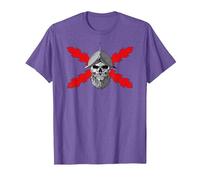 Tercios españoles. Soldado Calavera Camiseta, Hombre, Morado Jaspeado, XXL