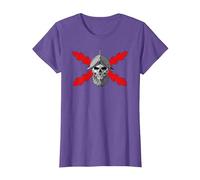 Tercios españoles. Soldado Calavera Camiseta, Mujer, Morado Jaspeado, XL