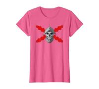 Tercios españoles. Soldado Calavera Camiseta, Mujer, Rosa Jaspeado, XXL