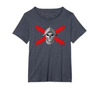 Tercios españoles. Soldado Calavera Camiseta, Mujer Tallas Grandes, Azul Jaspeado, 3XL Grande