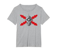 Tercios españoles. Soldado Calavera Camiseta, Mujer Tallas Grandes, Gris Jaspeado, 6XL Grande