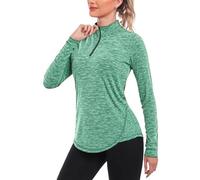 Terecey Camiseta Running Mujer 1/4 Cremallera Manga Larga Camiseta Cómoda Deporte Mujer Ligera Transpirable de Secado Rápido para Fitness Jogging y Exterior