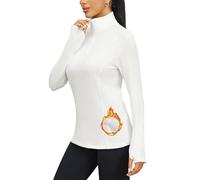 Terecey Camiseta Térmica Mujer Manga Larga Top Deportivo de Invierno con 1/4 Cremallera y Agujeros para el Pulgar Ropa de Correr y Fitness