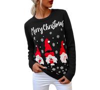 Terecey Jersey Navideño Mujer Gracioso Cálido Invierno Suéter Navideño con Estampado con Santa Claus y Copos de Nieve Ropa Navidad Merry Christmas 2025