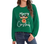 Terecey Sudadera de Navidad Mujer con Estampado de Reno Merry Christmas Camiseta de Manga Larga Casual y Cálida Ropa Invierno Mujer Regalo Original para Fiestas