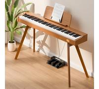 TERENCE Piano Digital 88 Teclas Contrapesadas con Soporte Piano Altavoces Estéreo 20W Triple Pedal Grabación de Video MIDI Audio Bluetooth Soporte para Aplicación Acabado Elegante de Madera