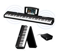 TERENCE Piano Plegable de 88 teclas con batería de 2000mAh 2x25W Altavoces Pedal Piano Bluetooth interfaz MIDI soporte para partituras bolsa adhesiva cable de audio pedal piano