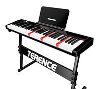 TERENCE Pianos digitales portátil con 61 teclas semi-ponderadas y soportes y batería de 1800mAh Teclado interfaz MIDI con Bluetooth soporte para partituras bolsa adhesiva cable de audio auriculares