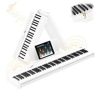 TERENCE V70 Piano Eléctrico 88 Teclas Contrapesadas Piano Digital con 4 Altavoces 20W×2+5W×2 -Incluye Funda y Auriculares - Ideal para Exámenes y Estudio -Blanco