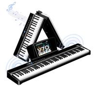 TERENCE V70 Piano Eléctrico 88 Teclas Contrapesadas Piano Digital con 4 Altavoces 20W×2+5W×2 -Incluye Funda y Auriculares - Ideal para Exámenes y Estudio - Negro Brillante