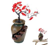 Terer - Jarrón de 4 niveles Bonsai Tabletop Waterfall, interior Flowing Desktop Ornament with Artificial Tree | Zen Relaxation Decor, 15,7 pulgadas Pool Display for Bedroom Living Room