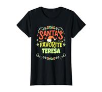 Teresa Navidad Favorita de Santa Teresa Nombre Personalizado Camiseta gráfica económica, Mujer, Negro, M