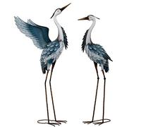 TERESA'S Collections Decoración de jardín de Garza Azul para Patio, 37-40.7 Pulgadas, grúas de Metal Grandes, señuelo para Decoraciones Interiores y Exteriores, Patio Exterior, Piscina, césped, Juego