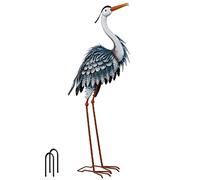 TERESA'S COLLECTIONS Decoración de jardín, esculturas y estatuas de Garza Azul, señuelo de grúas de Metal costeras de 33.8 Pulgadas para Exteriores, Patio, Estanque, Piscina, césped, decoración