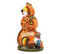 TERESA'S COLLECTIONS Decoración de otoño al aire libre con luces solares para exterior, decoración de calabaza de Halloween, estatuas de gnomos de jardín para otoño, decoración de otoño de casa de