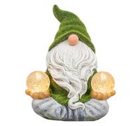 TERESA'S COLLECTIONS Decoraciones de gnomos de jardín para patio con luces solares, gnomo de yoga, decoración de jardín zen para porche delantero al aire libre, patio, decoración de Papá Noel, regalos