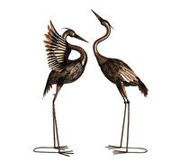 TERESA'S COLLECTIONS Decoraciones de patio al aire libre, grúa de metal de latón, adornos de césped de 25 a 26 pulgadas para patio, porche exterior, patio, garza señuelo decoración de jardín, juego de