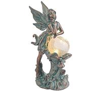 TERESA'S Collections Estatuas de jardín de Hadas para Exteriores, luz Solar para decoración al Aire Libre, esculturas de Resina de Bronce de pátina con Vidrio Agrietado, Adornos de césped, decoración