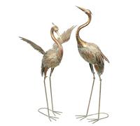 Teresa's Collections Estatuas de jardín para Exteriores, grúa de Metal Dorado, 64 - 66 cm, decoración de césped para jardín, Porche, Patio, decoración de Boda, decoración de Primavera