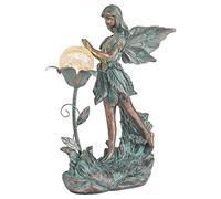 TERESA'S Collections Garden Fairy - Esculturas y estatuas de jardín de Bronce Grandes de Resina con luz Solar al Aire Libre, Decoraciones de San Valentín, Adornos de césped para decoración al Aire