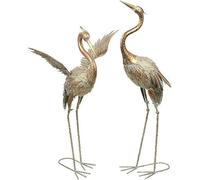 TERESA'S COLLECTIONS Grandes adornos de jardín al aire libre, 2 piezas esculturas de jardín de metal realistas, pájaro de pie, decoraciones de arte para césped, patio y estanque, regalos para mujeres