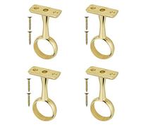 TERF® Soporte de montaje en techo de latón pulido para barra de cortina de hasta 19 mm de diámetro, soporte de pared para armario, armario, cortina de ducha, soporte de tubo con fijación, paquete de 4