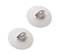 TERF® Tapón de goma universal para lavabo de baño, color blanco, 57 mm de diámetro, para baño, bañera, cocina, lavandería, fregadero, tapón de desagüe, paquete de 2