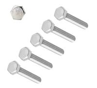 TERF® Tornillos hexagonales M10 x 130 mm, tornillos hexagonales totalmente roscados M10 (10 mm) x 130 mm, cabeza hexagonal, paquete de 5