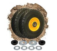 Tergato - Juego de 2 ruedas para carretillas, resistentes a pinchazos, 260 mm, 3.00 - 4 - Soporta hasta 130 kg - No aplastante, incluye kit de montaje universal (Starlock y espaciadores) para 65-80 mm