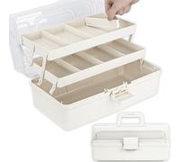 TERGOO Organizadores y almacenamiento multiusos de 3 capas de 12.5 pulgadas con separadores ajustables, caja de aparejos portátil, estuche plegable para arte y manualidades para medicina,