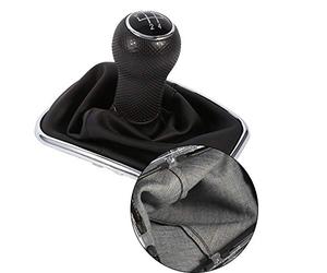 Terisass 5 velocidades Gear Shift Botón Fuelle Palanca de cambios Bota Cuero Kit de repuesto Negro Cuero Cubierta de polvo Cubierta impermeable para 4 Pomo de velocidad 4 6 Velocidad+P
