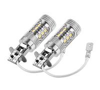 Terisass - Bombilla H3 LED de 24 V, 2 unidades H1/H3 XBD 16 SMD 80 W de alta potencia, alta luminosidad, luces de niebla diurnas 12 V-24 V, 100 W, larga puerta, bombilla H3 LED