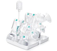 Termchy Soporte seco para biberones de viaje, estante de secado con cepillos, escurridor para biberones, botellas, grises, sin BPA (verde azul)
