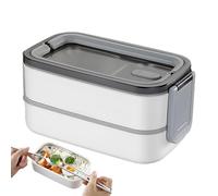 térmica - 19,7 x 10,4 cm, recipiente de doble capa, acero inoxidable 304 + PP, soporte para alimentos que almacena el calor con tapa segura | Estuche aislado para comida de aperitivos para