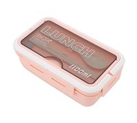 Térmica Box para Adultos, 2 Rejillas a Prueba de Derrames para el Trabajo y la Escuela con Cuchara y Palillos (PINK)