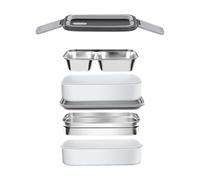 térmica de 2 niveles para alimentos, ensaladera a prueba de fugas, sin esfuerzo, de doble capa, con aislamiento de acero inoxidable, para escuela, viajes, al aire libre, trabajo, camping