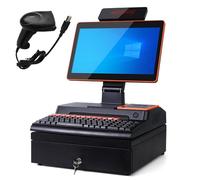 Terminal caja registradora con pantalla táctil para comercio minorista de 15,6 pulgadas, caja registradora, impresora integrada de 58 mm, caja registradora para empresas y negocios E-8+128GB