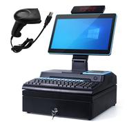 Terminal caja registradora con pantalla táctil para comercio minorista de 15,6 pulgadas, caja registradora, impresora integrada de 58 mm, caja registradora para empresas y negocios C-8+128GB