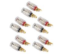 Terminal de Altavoz, Poste de Unión, Conector Tipo Banana Chapado en Oro de Grado Profesional, 10 Piezas, Fácil Instalación, Adecuado para Instrumentos Musicales, Bronce