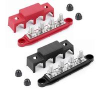 Terminal de barra de autobús de 12V Positivo Negativo M8 M10 bloque de distribución de energía de batería 250A con cubierta for barco RV camión Camper 1 Uds(M10 Red Black)