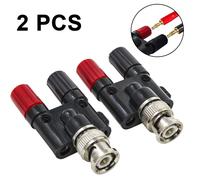 Terminal de conexión de 2 piezas con enchufe macho BNC a conector hembra doble tipo banana, gancho ajustable para bolsa de cochecito, facilita las