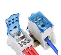 Terminal de conexión de riel UKK 80A/125A/160A/250A/400A caja de distribución, unión de conector eléctrico de línea eléctrica de una entrada y múltiples salidas(UKK-125A-Blue,5PCS)