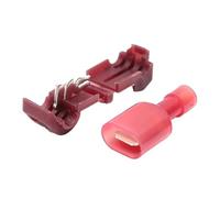 Terminal de conexión rápida Kit de 25 conectores eléctricos audio, conector cable crimpado for automóvil 22-18AWG/16-14AWG/12-10AWG, terminales en T(Red)