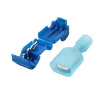 Terminal de conexión rápida Kit de 25 conectores eléctricos audio, conector cable crimpado for automóvil 22-18AWG/16-14AWG/12-10AWG, terminales en T(Blue)