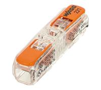 Terminal de conexión universal Wago 221 en línea con palancas para cables flexibles y rígidos 2x4mm² - caja de 60 piezas