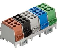 Pollmann Terminal de derivación de 5 pines para carril DIN. Distribuidor de corriente con VDE