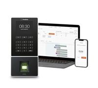 Terminal de fichaje basado en la nube TimeMoto TM-626 con lector de huella dactilar, lector de tarjetas RFID/llavero RFID y PIN, para hasta 200 usuarios, informes de horas trabajadas, wifi