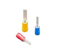 Terminal de hoja aislada PVC, extremo cable eléctrico, Conector engarce aguja plana, prensa en frío cobre puro, uso for AWG22-10(100Pcs DBE1.25,18mm Length)